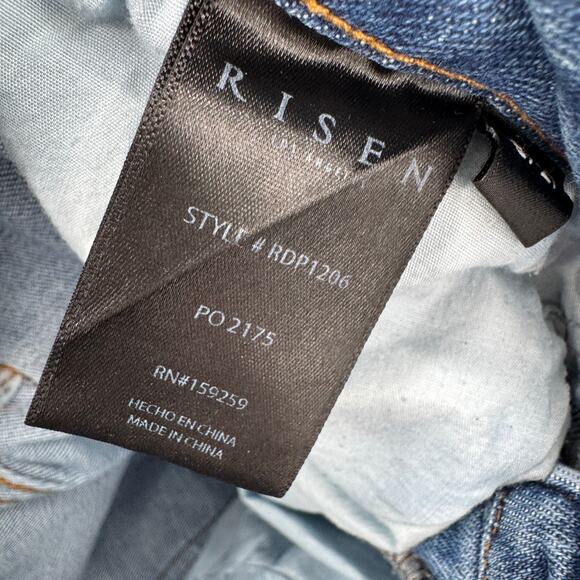 Risen Jeans Womens 5 / 27 (27x25 ACTUAL) High Rise Distressed Skinny Leg Blue - Picture 6 of 9
